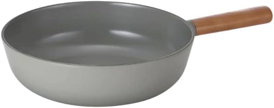 FIKA Nonstick 10-Inch Stir Fry Wok with Wood Handle, Healthy Cooking Induction Compatible Cookware for All Stovetops, Kitchen Essential Nonstick Ceramic Coating Skillet, Made in Korea ( 26Cm Wok )