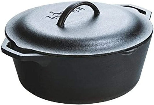 Cast Iron Dutch Oven - Loop Handle Cooking Vessel - Even Heat Retention - Oven-Safe, Versatile Pot - 7 Quart