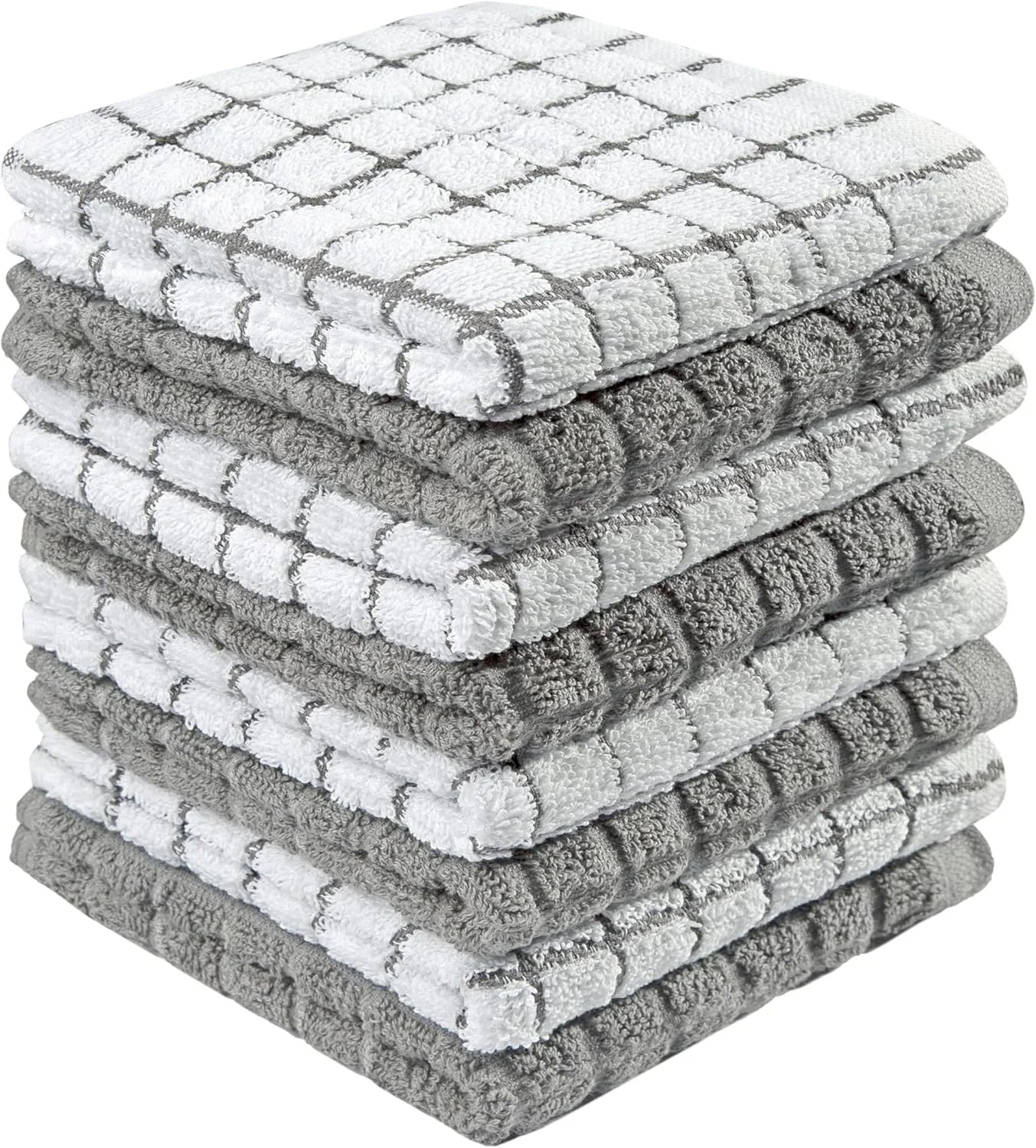 Bumble Dish Cloths (8 Pack) | 12" X 12" | 100% Cotton Kitchen Towels | 405 GSM | Soft, Highly Absorbent & Durable Dish Towels for Kitchen | Gray