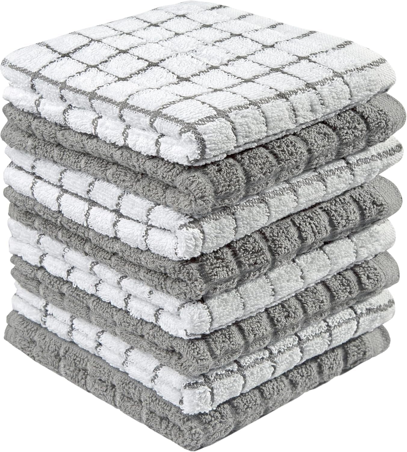 Bumble Dish Cloths (8 Pack) | 12" X 12" | 100% Cotton Kitchen Towels | 405 GSM | Soft, Highly Absorbent & Durable Dish Towels for Kitchen | Gray