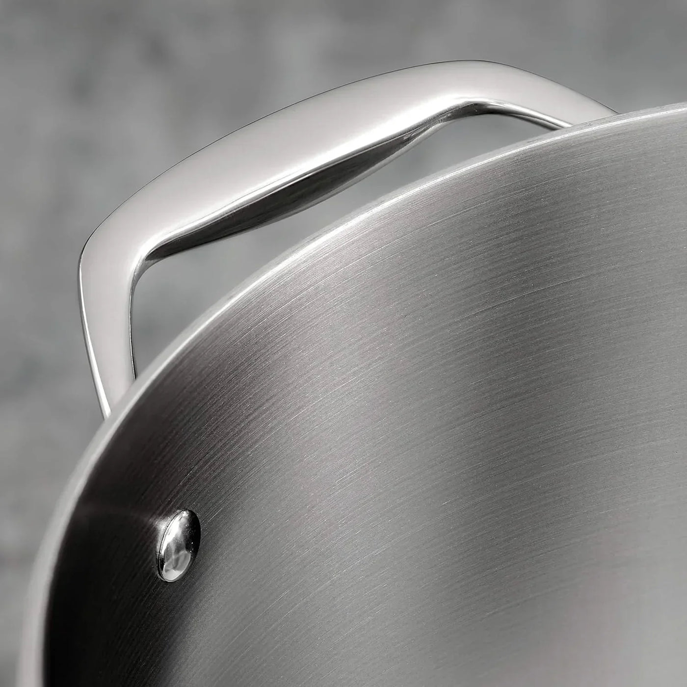 Stainless steel cookware with brushed finish and ergonomic handle for everyday kitchen use