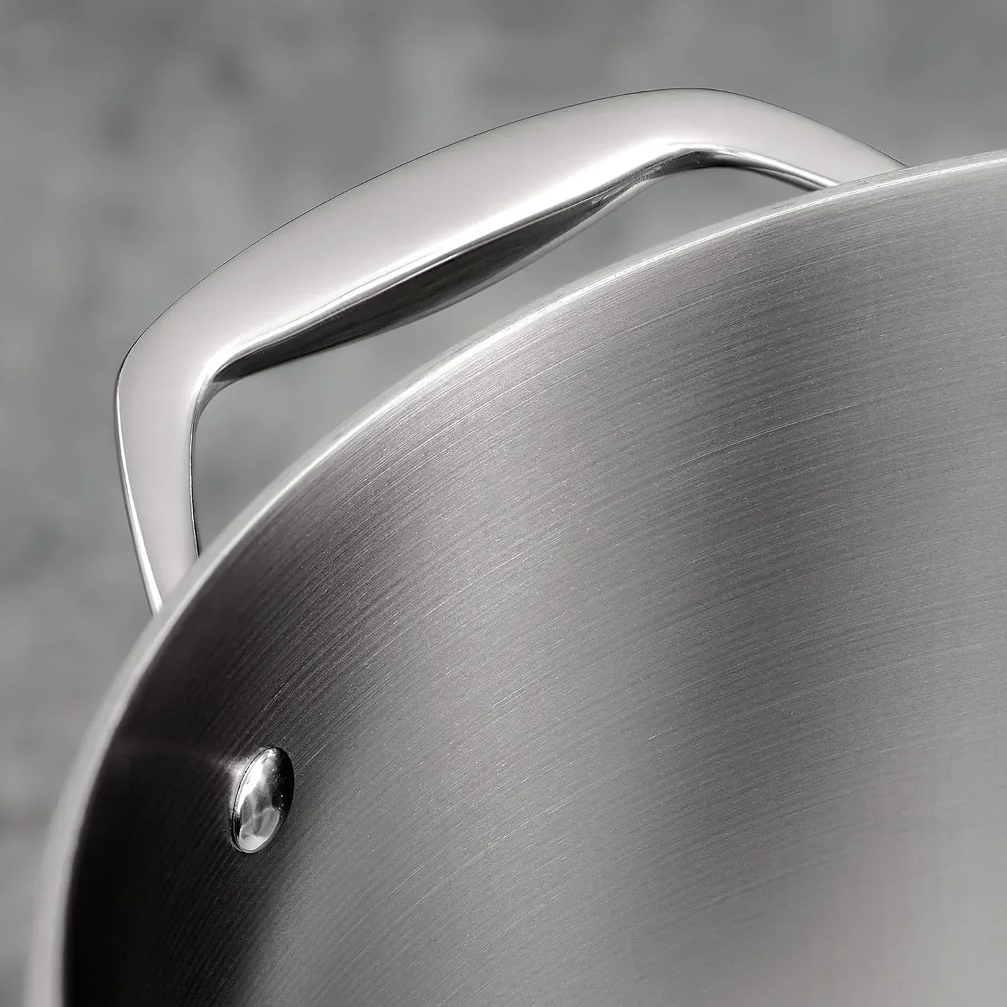 Stainless steel cookware with brushed finish and ergonomic handle for everyday kitchen use