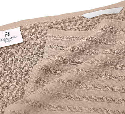 Premium Kitchen Towels (20”X 28”, 6 Pack) | Large Cotton Dish Towels | Flat & Terry Highly Absorbent Kitchen Linen Set with Hanging Loop | Tan