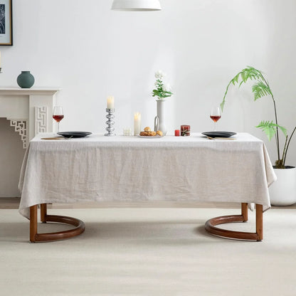 100% Pure Linen Rectangle Tablecloth 84Lx60W Inches for Dining,Weddings and Restaurants,Decorative Halloween,Thanksgiving,Christmas Table Cloth Machine Washable Tablecloths-Natural Linen