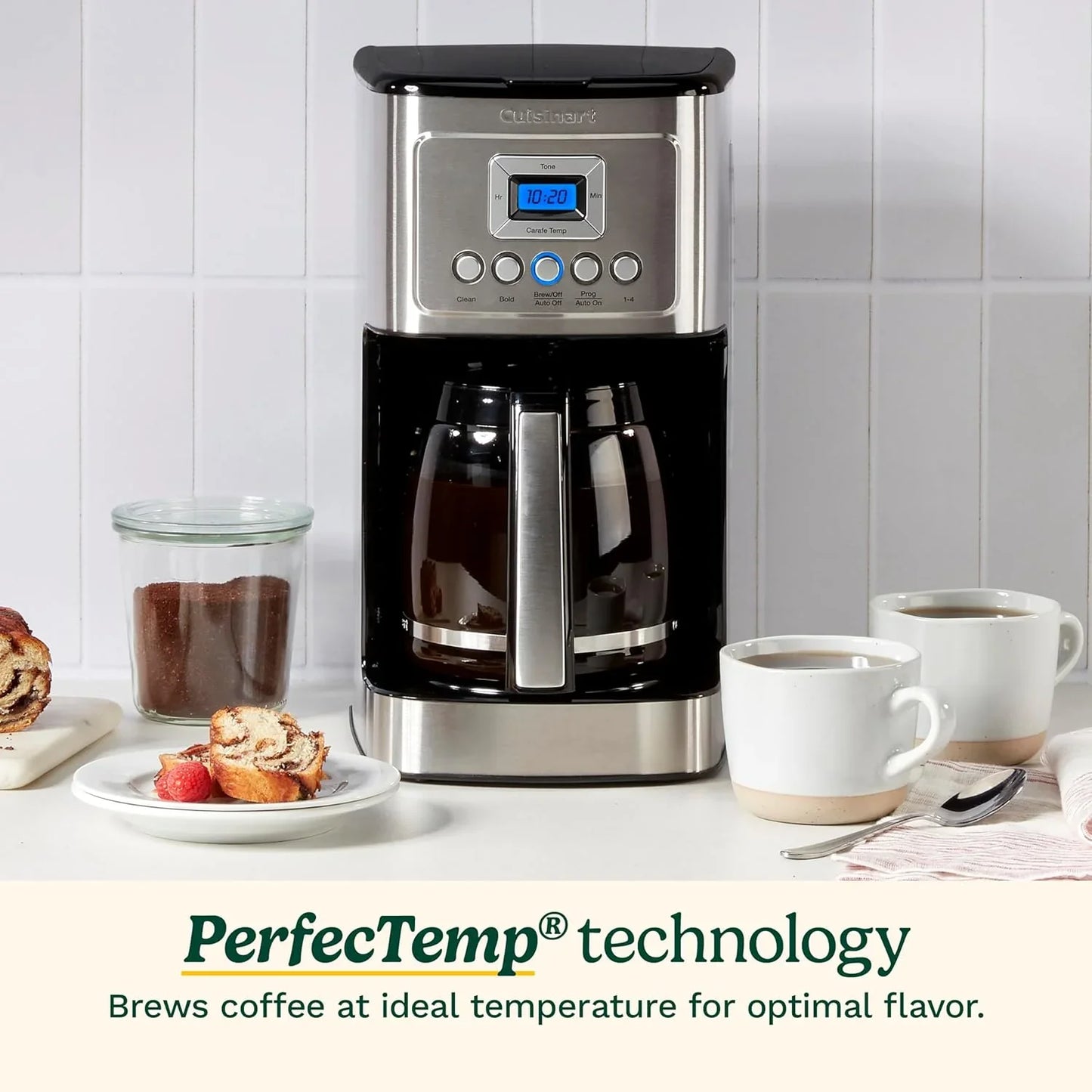 14-Cup Coffee Maker, Programmable Perfectemp Glass Carafe Coffee Machine with 1-4 Cup Setting, Brew Strength Control and Pause, Stainless Steel, DCC-3200NAS