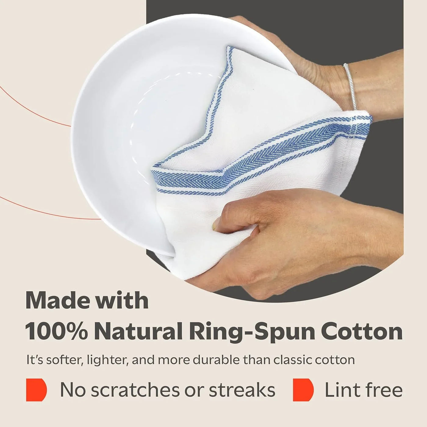 Classic Dish Towels - 15 Pack - 14" by 25" - 100% Cotton Kitchen Towels - Reusable Bulk Cleaning Cloths - Blue Hand Towels - Super Absorbent - Machine Washable