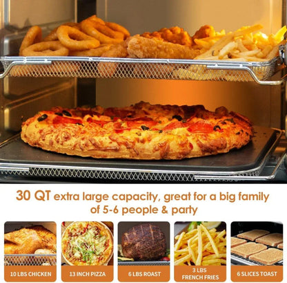 Bravo XL Air Fryer Convection Toaster Oven Countertop, 112-In-1 Smart Grill Combo with Original Flavors & Marks, Adjustable Heating Zones for Pizza, Roast, Bake, 50-500°F, Stainless Steel, 30QT