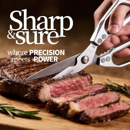 Kitchen Scissors Set 2PCS, Kitchen Shears Heavy Duty Poultry Shears Japan Meat Scissors for Food All Purpose Seafood Meat Cutting Cooking, Chicken Bones, Gifts for Men Women
