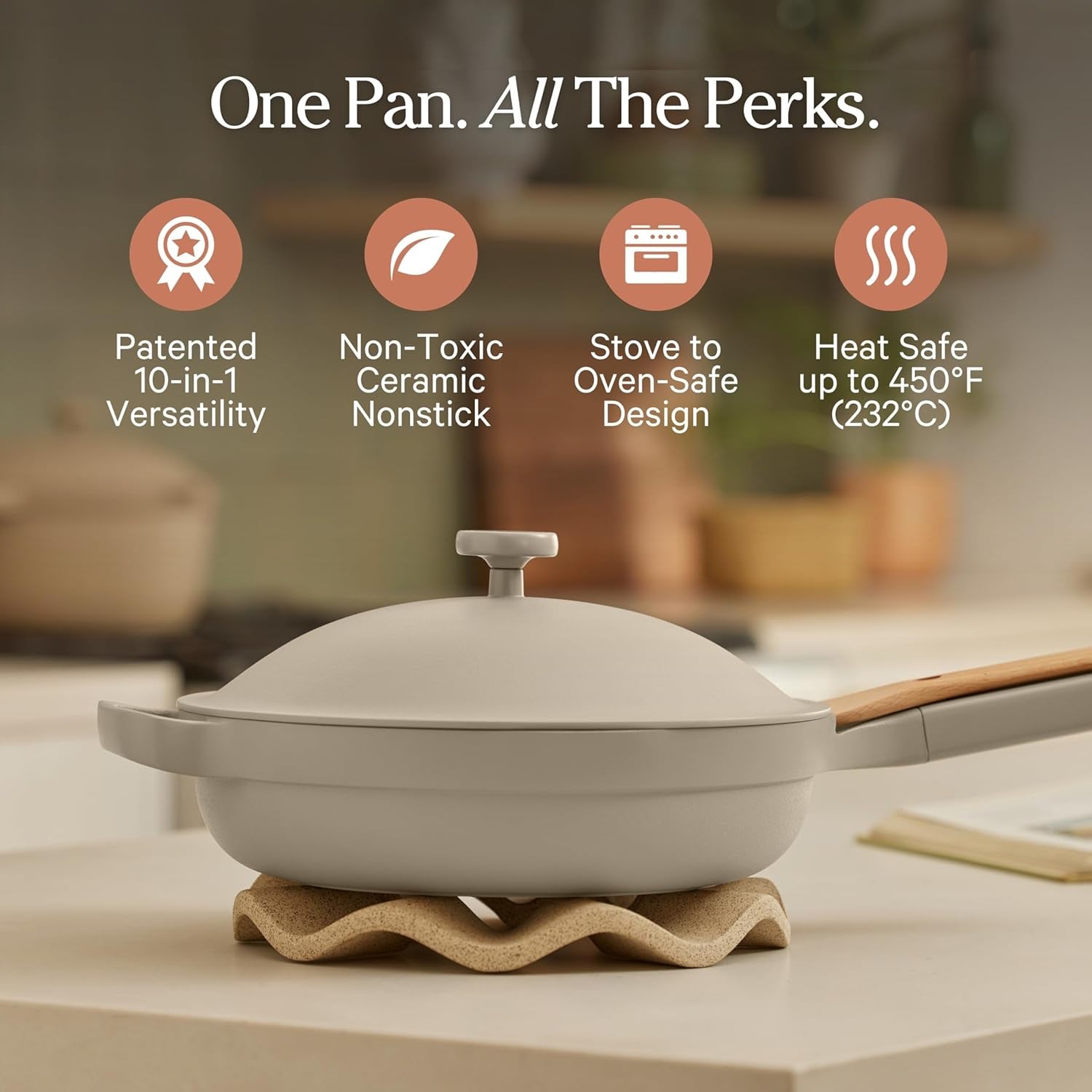 Always Pan 2.0 | 10.5" Ceramic Pan with Modular Lid, Steamer Basket & Spatula | Patented 10-In-1 Nonstick, Non-Toxic Cookware Made without PFAS | Induction & Oven-Safe up to 450°F | Steam