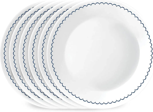 6-Piece 8.5" Lunch round Plates, Vitrelle Triple Layer Glass, Lightweight round Plates, Salad Plates, Chip and Scratch Resistant, Microwave and Dishwasher Safe, Caspian