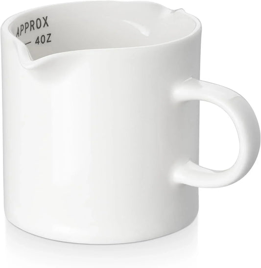 Espresso Cups, 5 OZ Ceramic Double Spouts Cups, Espresso Shot Cup with Handle and Measuring, Small Coffee Mugs Accessories for Espresso Machine Set Suitable for Milk Syrup