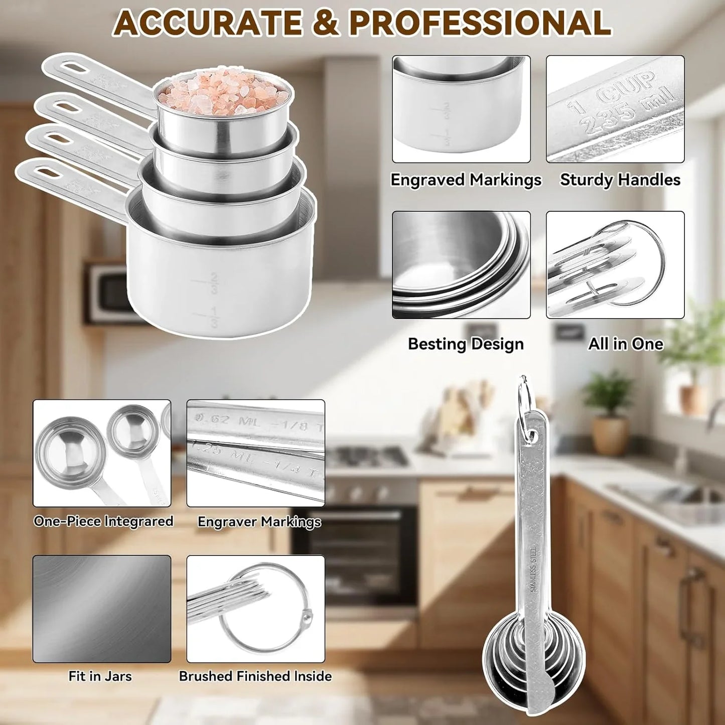 Hand Mixer Electric Mixing Bowls Set, 5 Speeds Handheld Mixer with 4 Nesting Stainless Steel Mixing Bowl, Measuring Cups Spoons 200W Kitchen Blender Whisk Beater Baking Supplies for Beginner