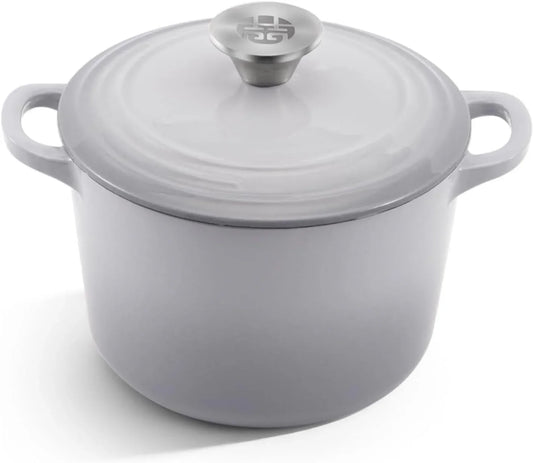 2.8 Quart Enameled Cast Iron Dutch Oven with Lid, 7.5-Inch Heavy-Duty Casserole & Braiser, Oven Safe to 500°F, Stainless Steel Knob, Gradient Gray, All Cooktops Compatible