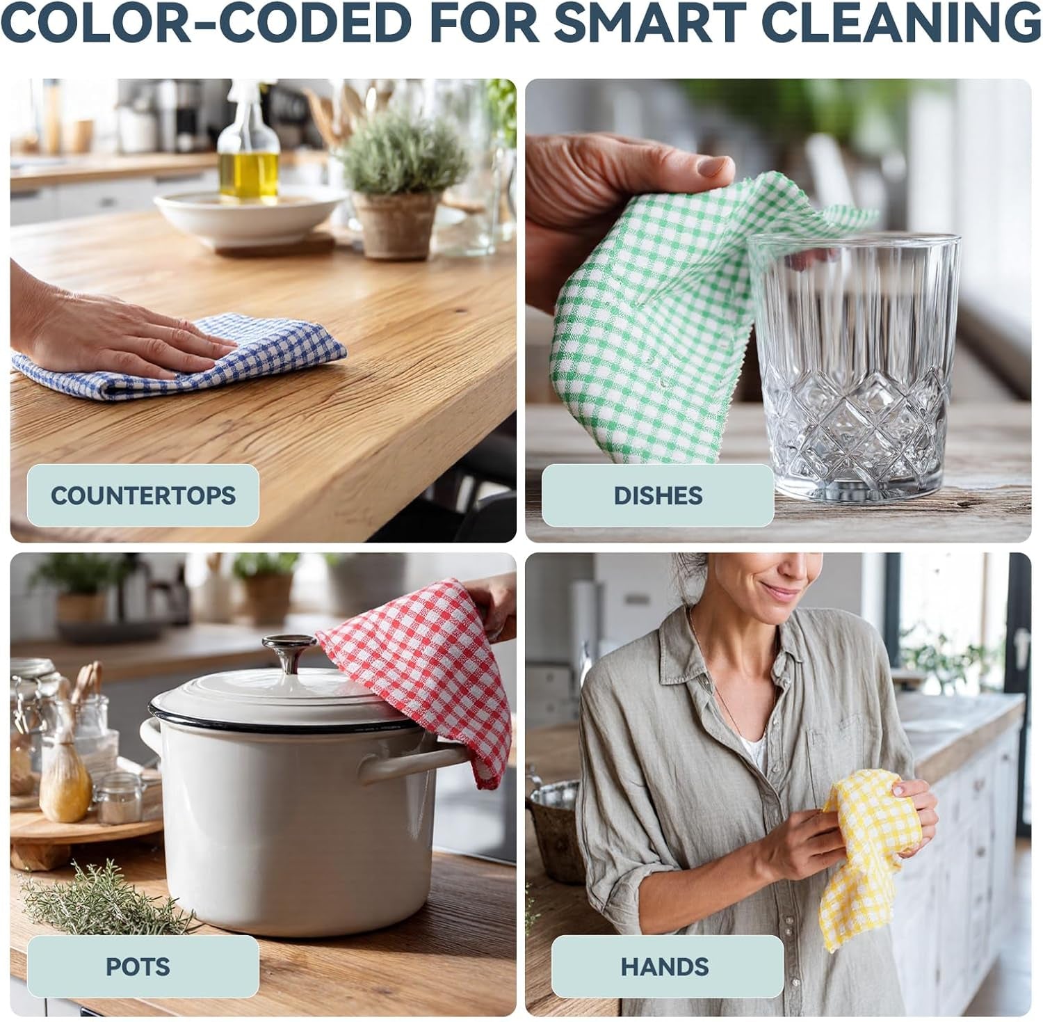 12 Packs Kitchen Dishcloths 12X12 Inches 100% Cotton Kitchen Dish Cloths for Washing Dishes Scrubbing Wash Cloths Dish Towels Sets (Mix Color)