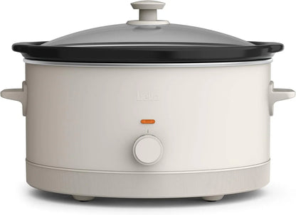 6.0 Qt Manual Slow Cooker, Ceramic Nonstick Coating, 3 Temperature Settings, Dishwasher Safe Stoneware Pot and Tempered Glass Lid, Cool Touch Handles & Tangle Free Cord Wrap, Oatmilk