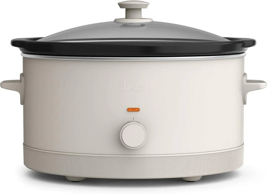 6.0 Qt Manual Slow Cooker, Ceramic Nonstick Coating, 3 Temperature Settings, Dishwasher Safe Stoneware Pot and Tempered Glass Lid, Cool Touch Handles & Tangle Free Cord Wrap, Oatmilk