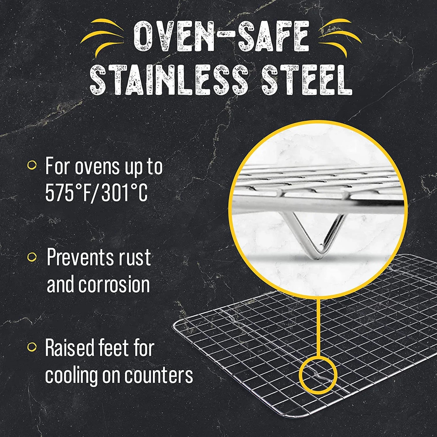 Cooling Rack for Cooking and Baking - 8” X 11 ¾" Set of 2 Stainless Steel, Oven Safe Grid Wire Cookie Cooling Racks