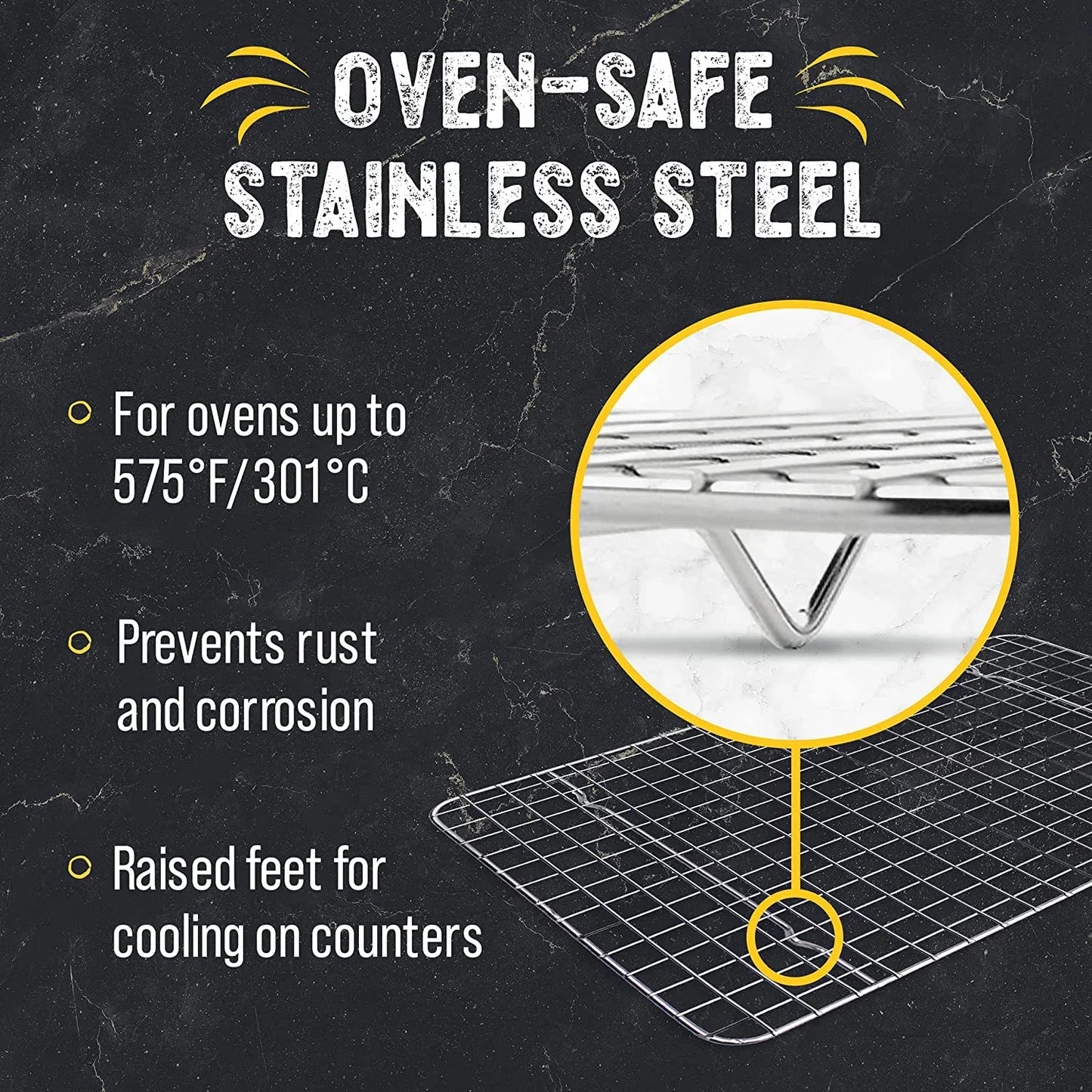 Cooling Rack for Cooking and Baking - 8” X 11 ¾" Set of 2 Stainless Steel, Oven Safe Grid Wire Cookie Cooling Racks