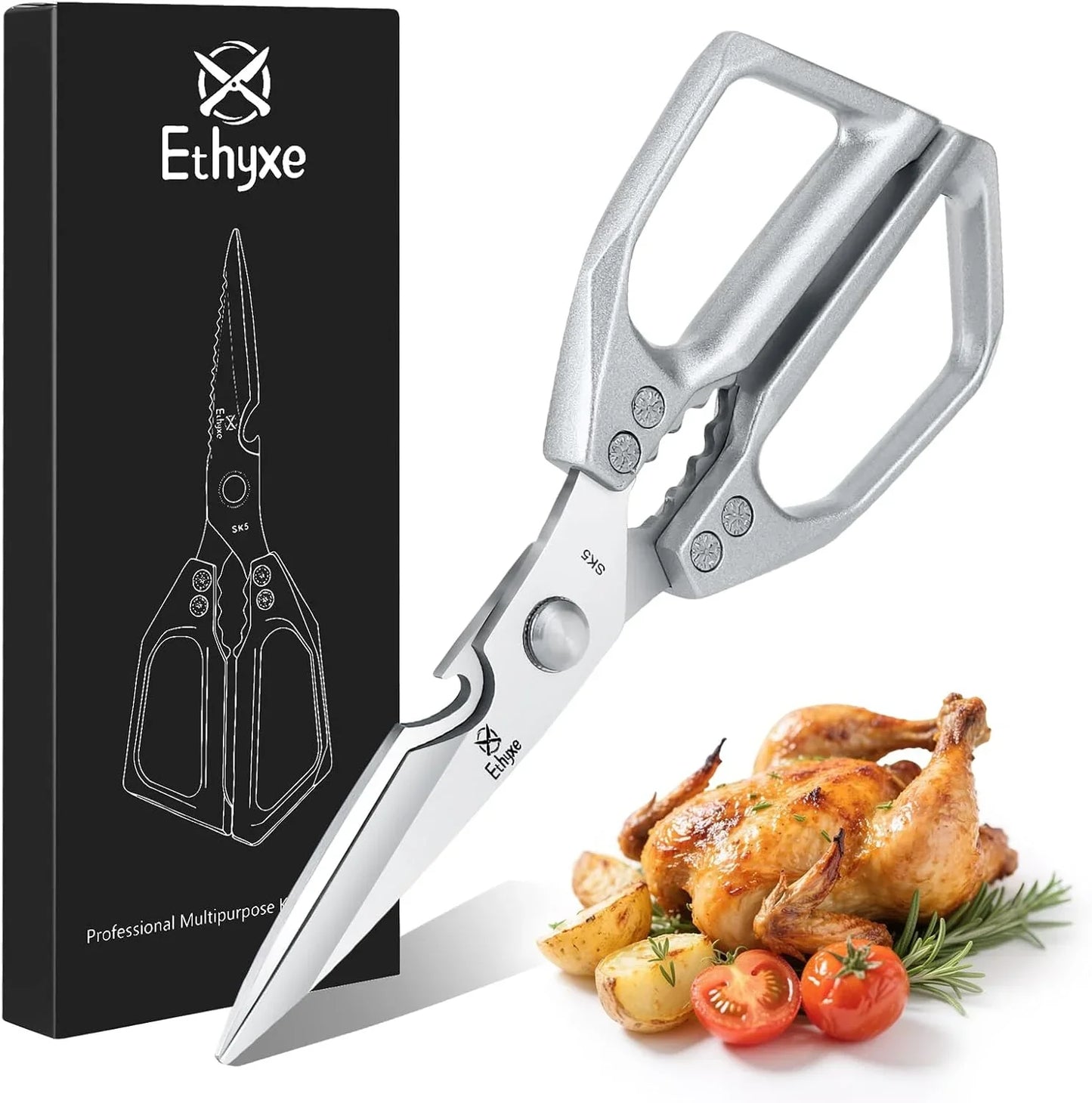 Kitchen Scissors All Purpose - Heavy Duty Poultry Shears, Ultra Sharp Japanese Steel Cooking Scissors for Food, Dishwasher Safe