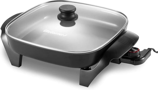 12"X12"X2.15” Ceralast™ PFAS Free Ceramic Electric Skillet, Dishwasher Safe, Rapid Heat Up, 1200W, Dark Grey