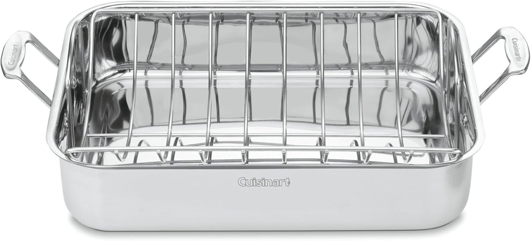 16-Inch Roasting Pan, Induction Compatible Premium Rectangular Roaster Pan with Rack, Stainless Steel Roasting Pan with Rack, Large Capacity, Dishwasher Safe