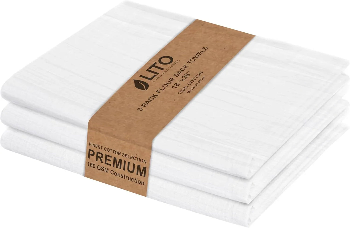 Flour Sack Towels - 100% Cotton Tea Towels for Crafts, Dish Towels for Kitchen, Embroidery, Cleaning, Baking (Pack of 3) - 18"X 28"