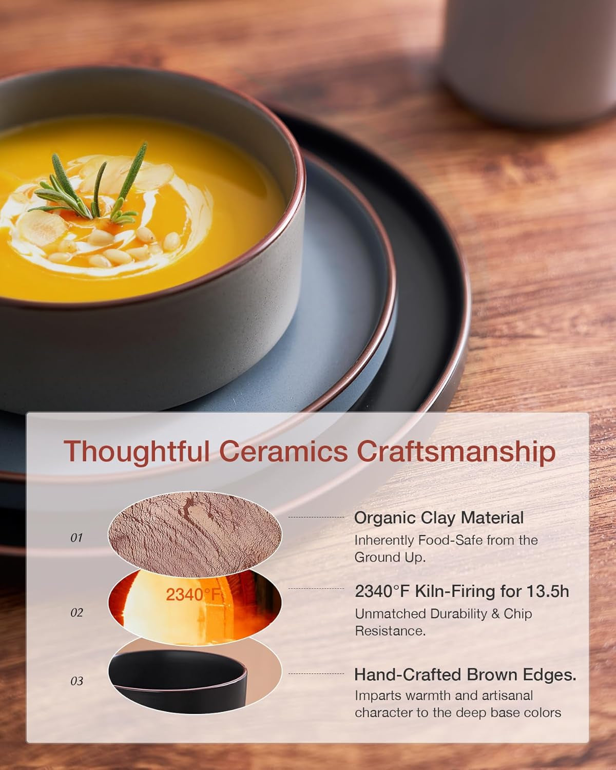 Nebula Ridge Stoneware Dinnerware Sets, Plates and Bowls Sets for 4, 12 Pieces Dishes Set, Microwave and Dishwasher Safe Kitchen Plates, Multi-Color