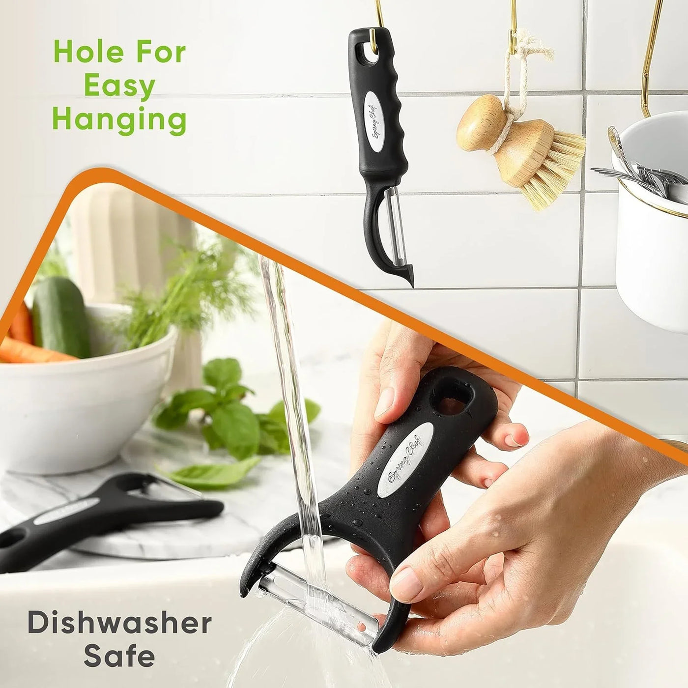 Swivel Vegetable Peeler & Y Potato Peeler for Kitchen with Soft Grip Handles and Ultra Sharp Stainless Steel Blades, Perfect for Veggie, Fruit, Carrot, Apple - Dishwasher Safe - Black