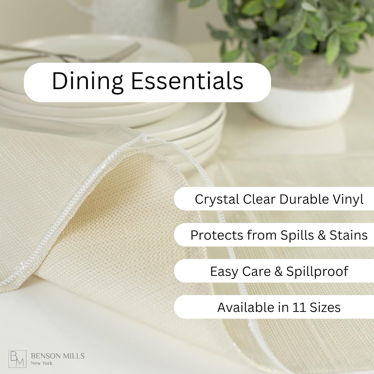 Heavy Duty Crystal Clear Plastic 100% Waterproof Tablecloth Protector, Vinyl PVC Table Cloth, Oil Spill Proof Wipe Clean Table Cover for Dining Tables (60" X 124" Rectangular/Oblong)
