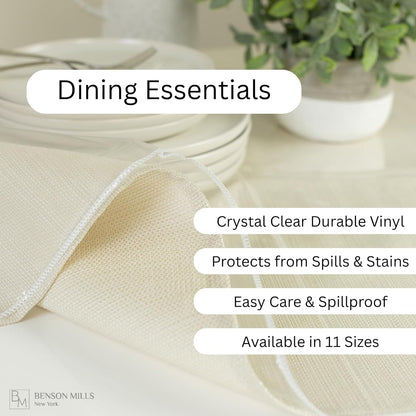 Heavy Duty Crystal Clear Plastic 100% Waterproof Tablecloth Protector, Vinyl PVC Table Cloth, Oil Spill Proof Wipe Clean Table Cover for Dining Tables (60" X 124" Rectangular/Oblong)