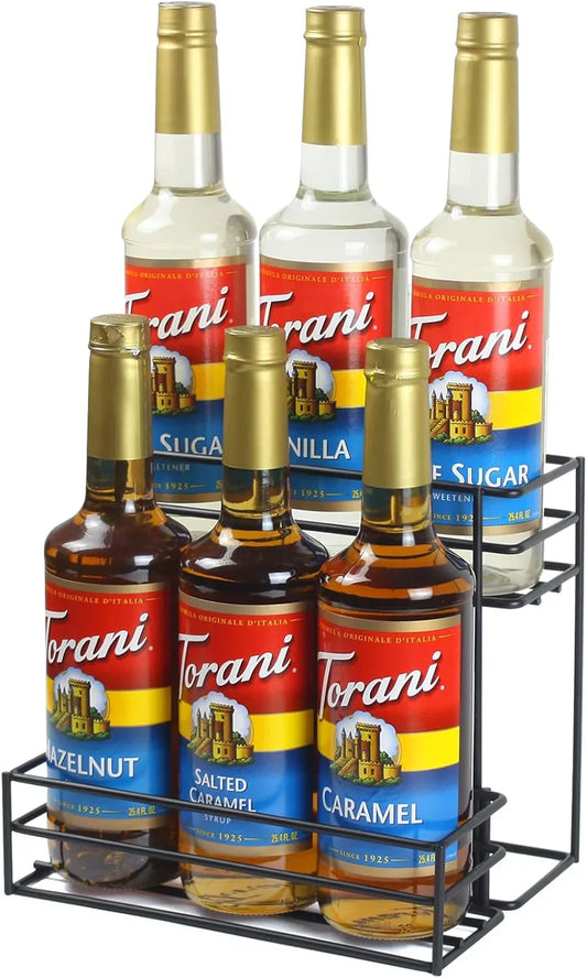 Coffee Syrup Organizer(6 Bottle Capacity),Coffee Syrup Rack for Coffee Bar,Kitchen.Small Wine Rack for Bar,Family,Storage for Syrup, Wine, Dressing