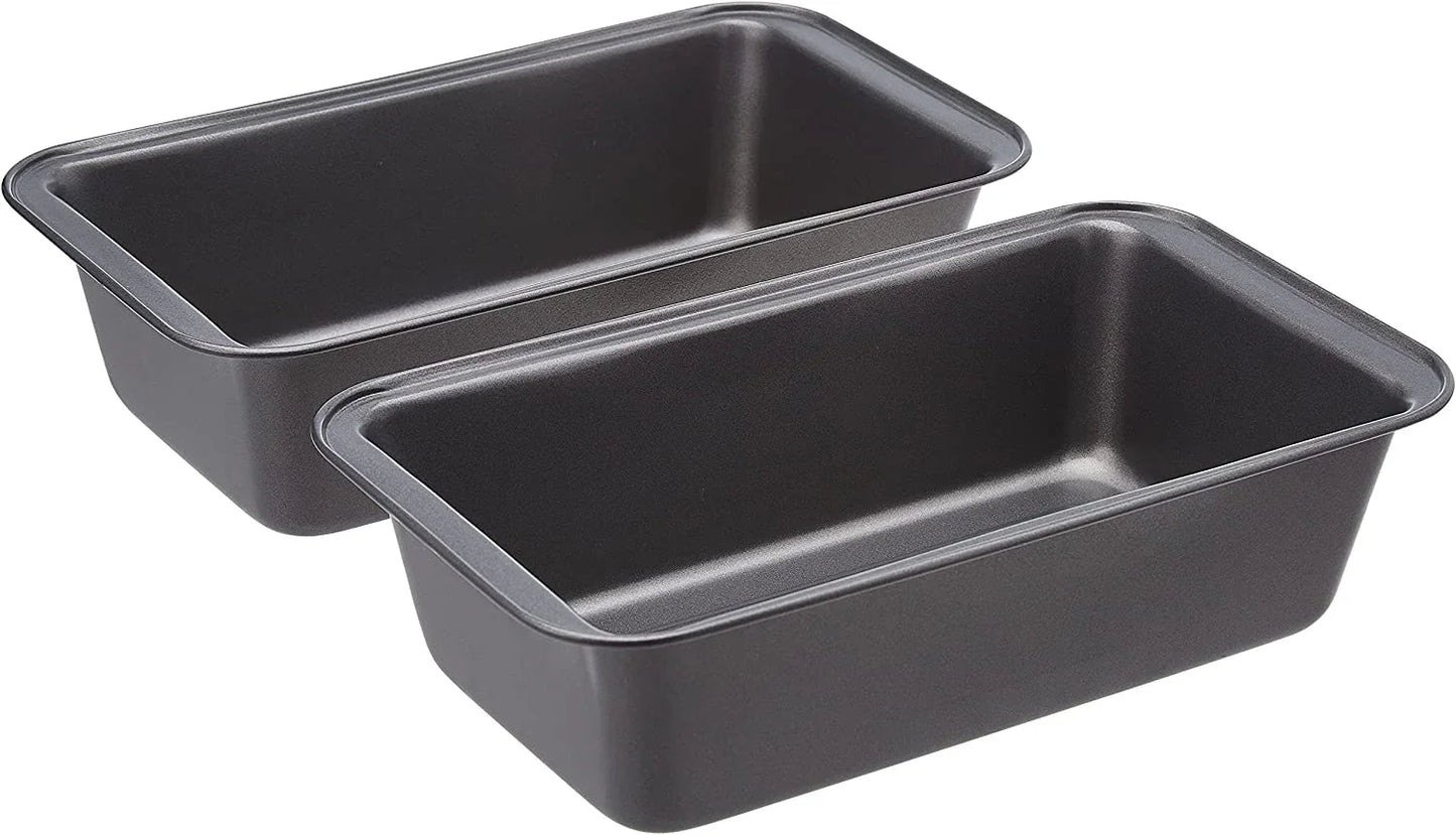 Rectangular Nonstick Bread Loaf Pan for Baking Meatloaf with Even Heat Distribution, 9.5 X 5 Inch, Gray, Set of 2