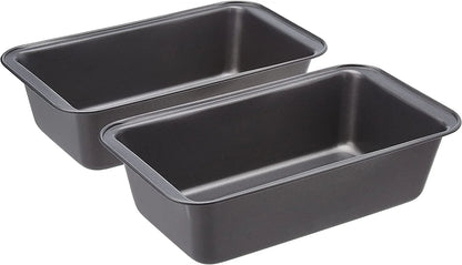 Rectangular Nonstick Bread Loaf Pan for Baking Meatloaf with Even Heat Distribution, 9.5 X 5 Inch, Gray, Set of 2