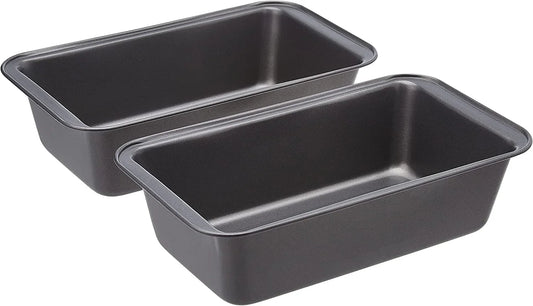 Rectangular Nonstick Bread Loaf Pan for Baking Meatloaf with Even Heat Distribution, 9.5 X 5 Inch, Gray, Set of 2