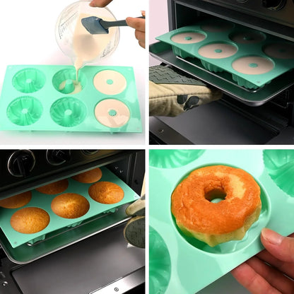 2 Pcs Mini Fluted Cake Pan, 6-Cavity Fluted Tube Cake Pan, Non-Stick Silicone Baking Mold for Cupcakes, Donuts, Cornbread, Brownies, Jellies