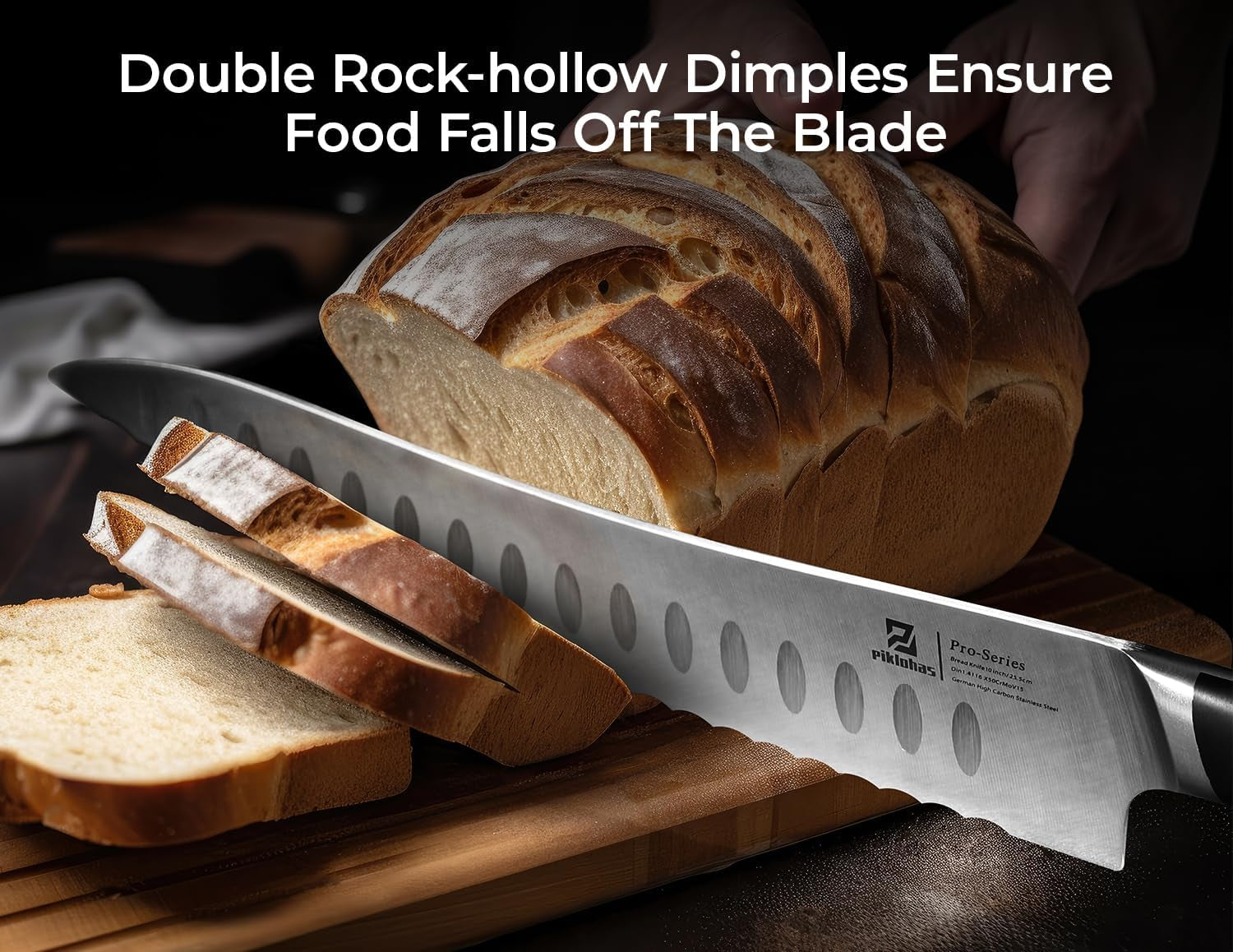 Resharpenable Bread Knife for Homemade Bread, 10 Inch Serrated Sourdough Knife with Offset Handle, Innovative Wavy Edge for Clean Slices Crusty Bread, Bagels, Pineapple & Tomatoes, Gift Box