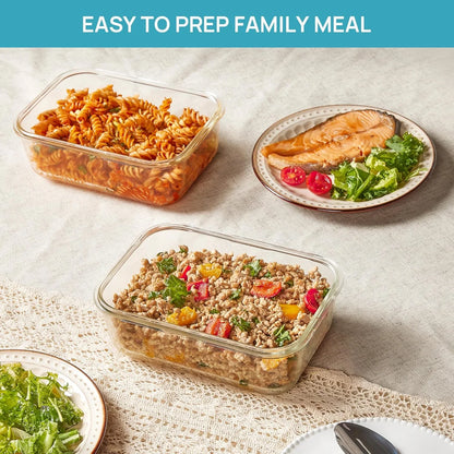 2Pack 1860Ml/63Oz Large Glass Storage Containers with Lids, Meal Prep Food Container Set with Snap Airtight Lid for Baking, Microwave, Oven, Leak Proof, for Freezer, Dishwasher, Grey