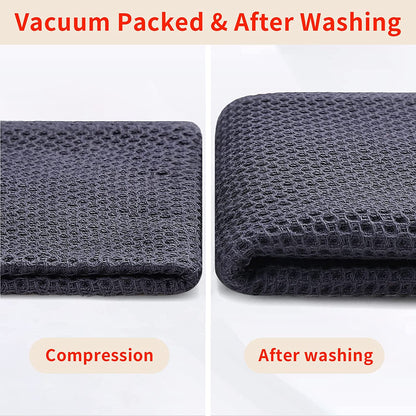 100% Cotton Waffle Weave Kitchen Dish Cloths, Ultra Soft Absorbent Quick Drying Dish Towels, 12 X 12 Inches, 6-Pack, Dark Grey