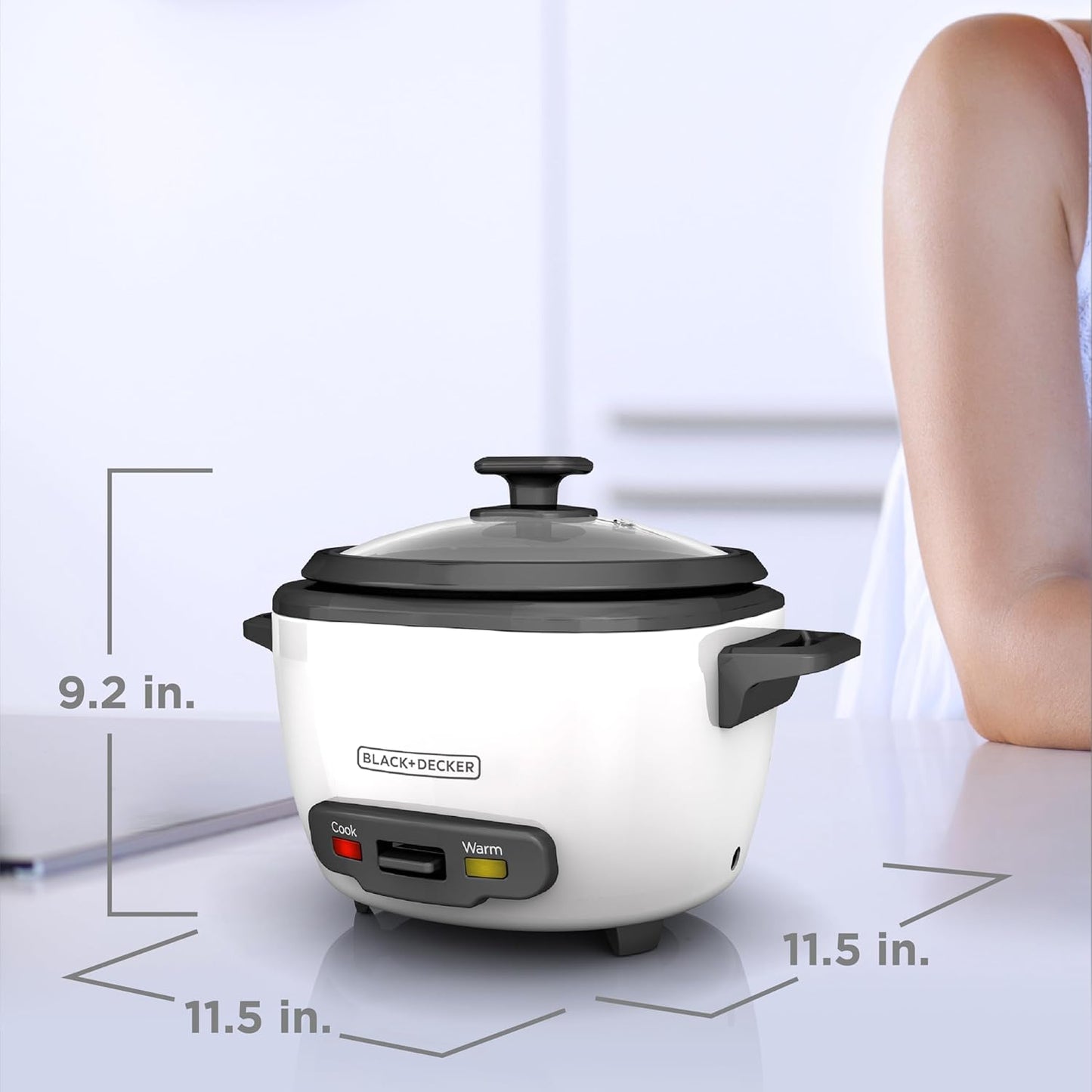 16-Cup Rice Cooker, RC516, 8-Cup Uncooked Rice, Steaming Basket, Removable Non-Stick Bowl, One Touch