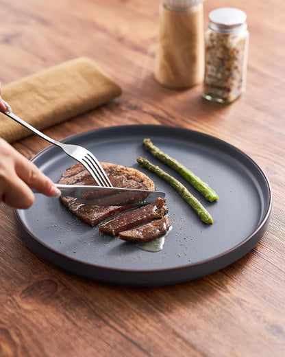 Nebula Ridge Stoneware Dinnerware Sets, Plates and Bowls Sets for 4, 12 Pieces Dishes Set, Microwave and Dishwasher Safe Kitchen Plates, Charcoal