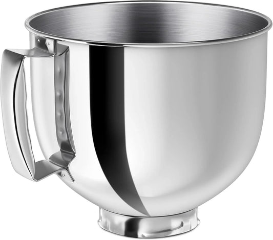 Stainless Steel Mixer Bowl Fit for Kitchenaid Artisan&Classic Series 4.5-5 QT Tilt-Head Mixer, 5 Quart Mixing Bowl with Handle.