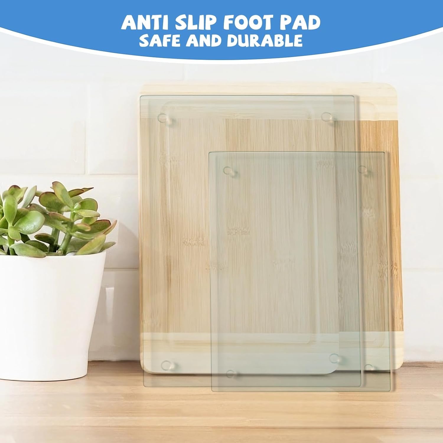Tempered Glass Cutting Board for Kitchen, Clear Glass Board for Countertop, Heat Resistant, with Non-Slip Feet, 12X16" & 12X8" 2 Pcs Clear