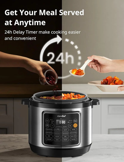 COMFEE’ Pressure Cooker 8 Quart with 16 Cooking Functions, Olla De Presion Non-Stick Pot Yogurt Maker Rice Cooker Slow Cooker Sauté Steamer, Healthy Ceramic Inner Pot