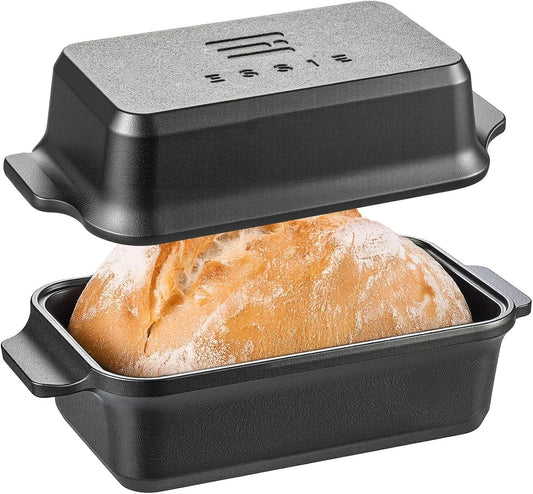 Cast Iron Duct Oven for Sourdough Bread Baking, 9×5 Loaf Pan with Lid, Bread Pans for Homemade Bread, 2 in 1 Dutch Oven Pot with Lid, Pre-Seasoned (4.5 QT)