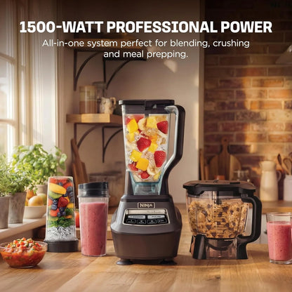 Kitchen System | All-In-One Food Processor & Blender for Smoothies | Includes Pitcher, (2) 16 Oz. To-Go Cups & 8-Cup Bowl | Makes Salsa, Dough, Shakes, & Frozen Drinks | 1500W | Black | BL770