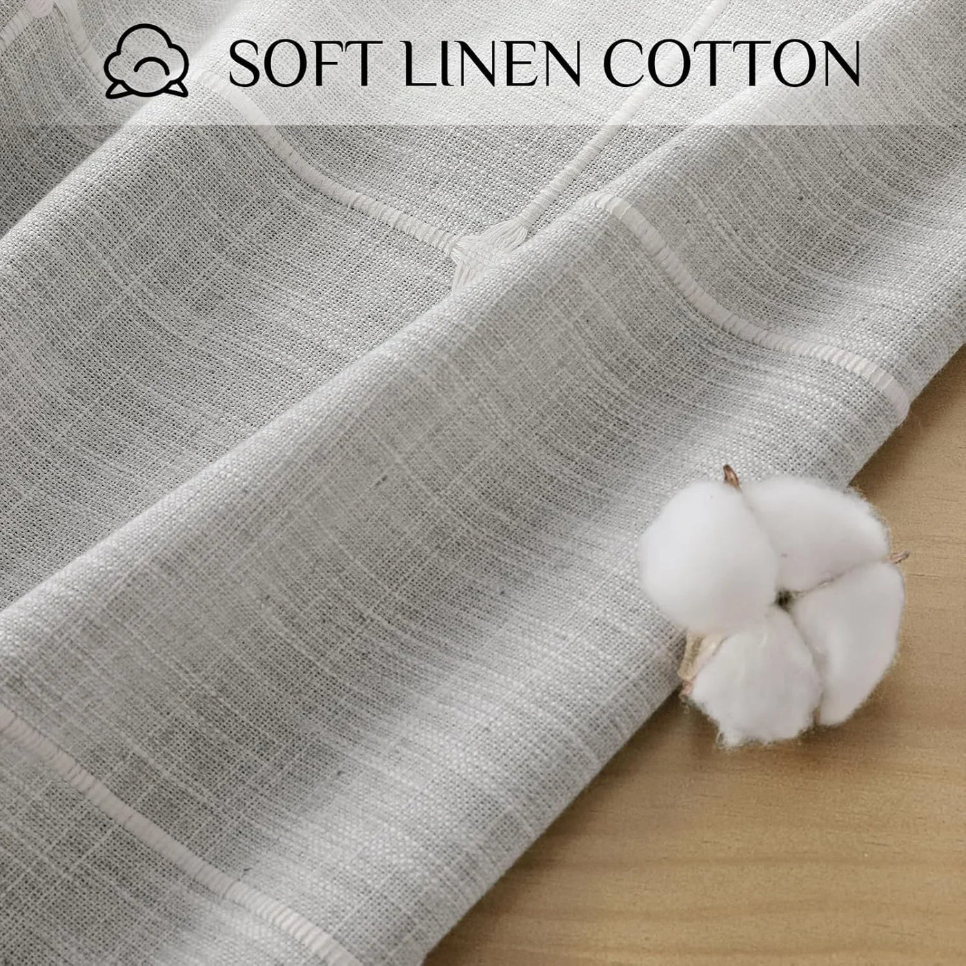 Outdoor Tablecloth Rectangle, Waterproof Linen Cotton Farmhouse Table Cloths with Tassel, Heavy Weight Wrinkle Free Boho Table Cover for Picnic Camping Dining - 55 X 70 Inch, Grey Plaid