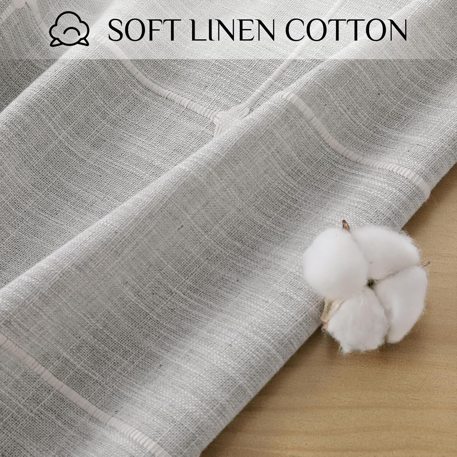 Outdoor Tablecloth Rectangle, Waterproof Linen Cotton Farmhouse Table Cloths with Tassel, Heavy Weight Wrinkle Free Boho Table Cover for Picnic Camping Dining - 55 X 70 Inch, Grey Plaid