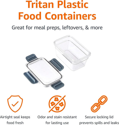Tritan Plastic Food Storage Containers with Airtight Locking Lids, 11 Containers, Clear, 22-Piece Set
