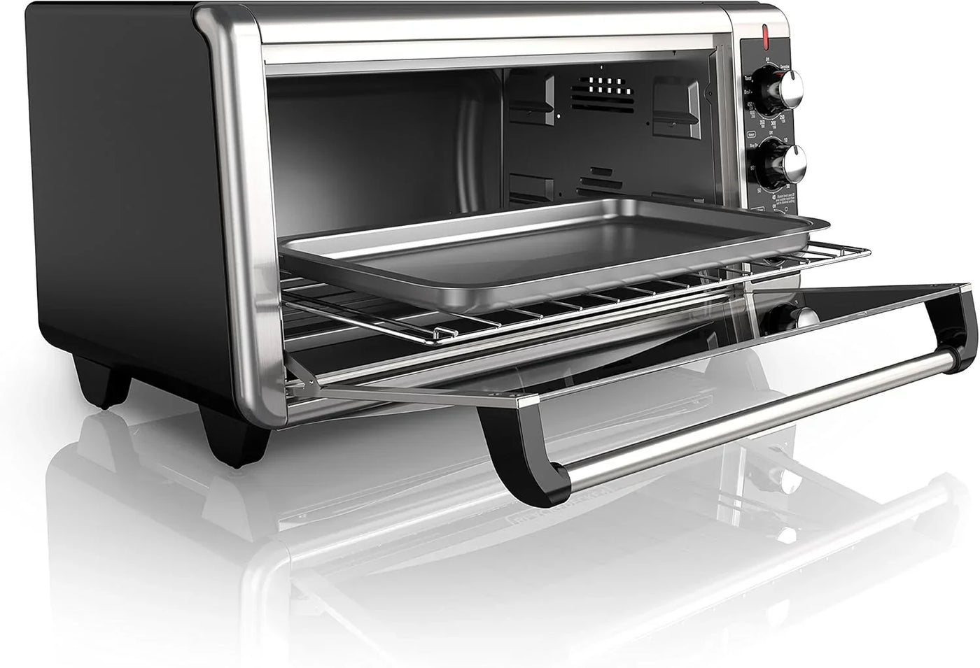TO3250XSBD 8-Slice Extra Wide Convection Countertop Toaster Oven, Includes Bake Pan, Broil Rack & Toasting Rack, Stainless Steel/Black