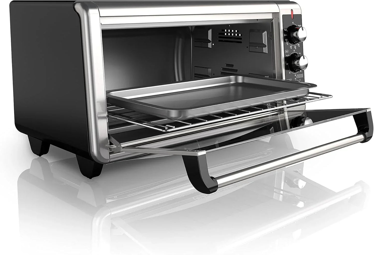 TO3250XSBD 8-Slice Extra Wide Convection Countertop Toaster Oven, Includes Bake Pan, Broil Rack & Toasting Rack, Stainless Steel/Black